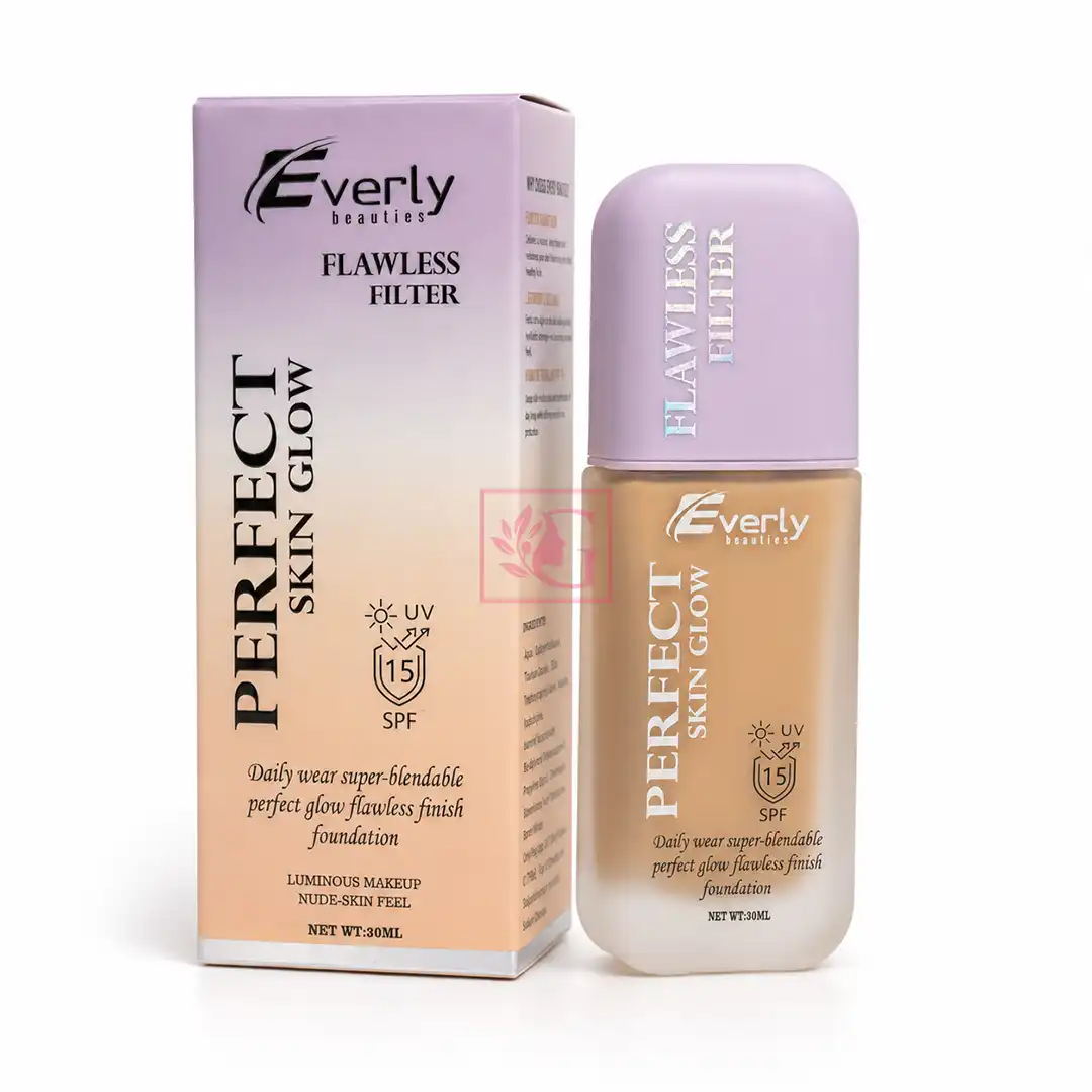 Everly Beauties Perfect Skin Glow Foundation SPF 15 – Lightweight Dewy Finish, Hydrating