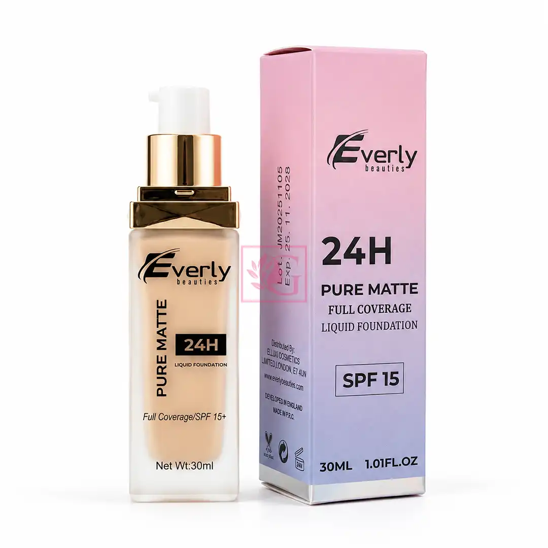 Everly Beauties Pure Matte Full Coverage Liquid Foundation with SPF 15+ – 30ml