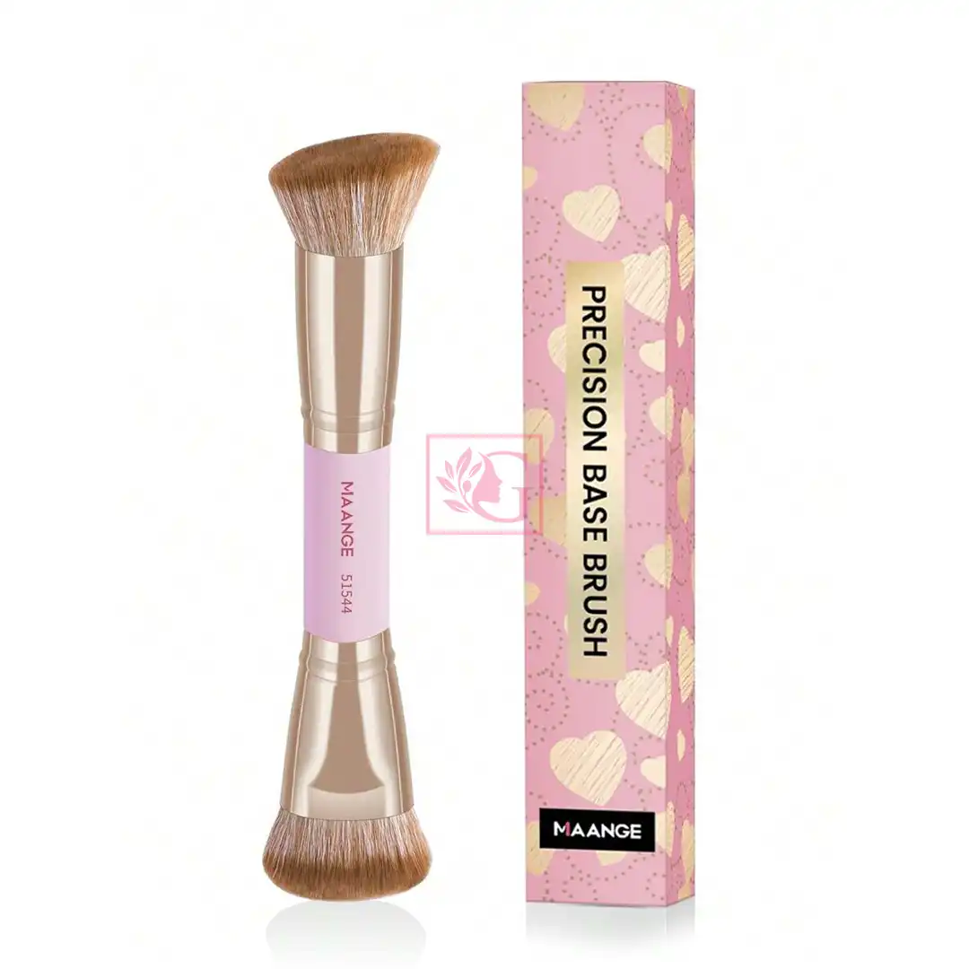 MAANGE 1pcs Precision Base Double-Ended Makeup Brush – Pink & Gold